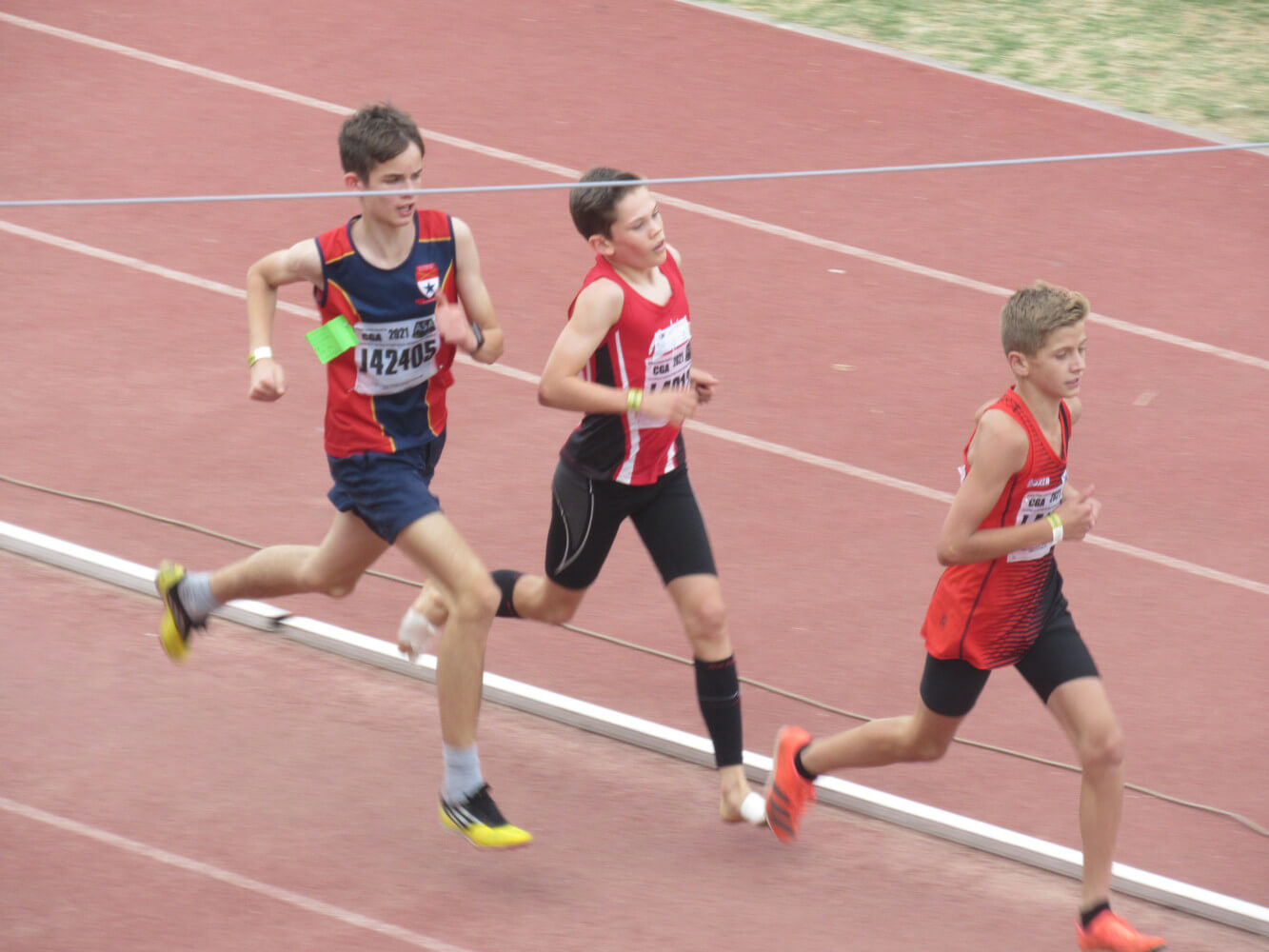 CGA - A leading group in 1,500m boys U13 - Tyran Brooks, Marthinus, Bouwer, and Nathan Walsh